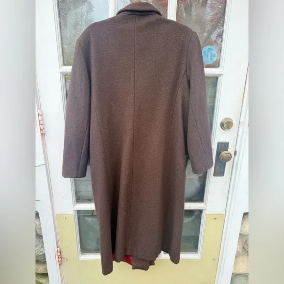 VTG Long Brown Overcoat sz Medium - Picture 10 of 12